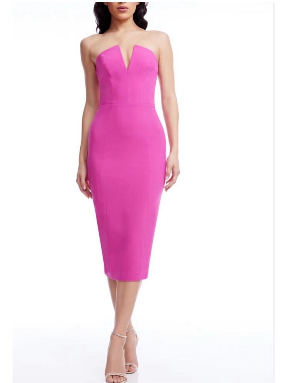 Dress the Population Perla dress Pink Fuschia Womens Size Medium Bodycon V-neck